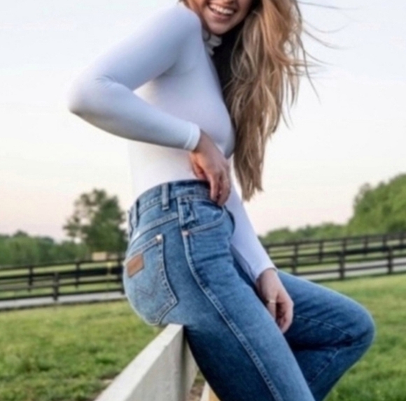 Wrangler Jeans Wild West 603 High Rise Straight 25 Blue Distressed Western Boho - Picture 1 of 16